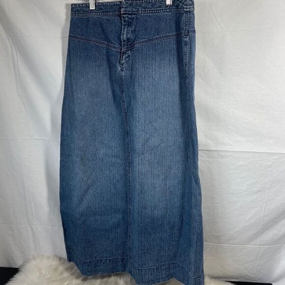 Banana Republic Drop Yoke Denim Midi Skirt Sz 10 - Picture 1 of 7